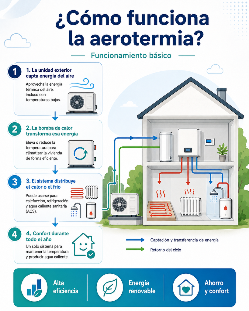 Funcionamiento de la Aerotermia y tipos de Aerotermia